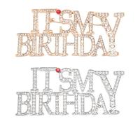 YUYUDEHM Confezione da 2 spille di compleanno, spille con strass, spilla a forma di corona di diamanti, accessori regalo di compleanno, Zinco, Nessuna pietra preziosa