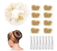 YUYUDEHM Set di 20 retine elastiche per chignon, invisibili, con 50 forcine a forma di U, per ragazze e donne (oro)