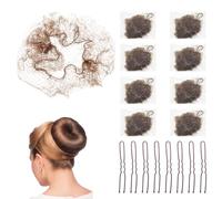 YUYUDEHM Set di 20 retine elastiche per chignon, invisibili, con 50 forcine a forma di U, per ragazze e donne (marrone)