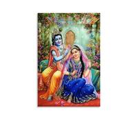YUYUMEGDE Hindu God Radha Krishna, poster decorativo da parete, per soggiorno, camera da letto, decorazione moderna per la camera da letto, 40 x 60 cm