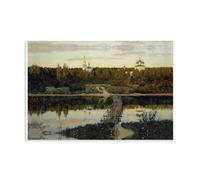 YUYUMEGDE Poster decorativo da parete su tela con Isaac Levitan Un monastero tranquillo, stampa artistica moderna per camera da letto, poster decorativo per la camera da letto (50 x 75 cm)
