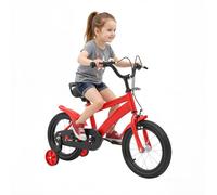 YUYUZI Bicicletta per bambini da 14 pollici con ruote di sostegno, regolabile in altezza, per bambini dai 3 anni in su, con freno a mano e campanello, per ragazzi e ragazze, ideale per imparare a
