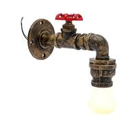 YUYUZI Lampada da parete con rubinetto - Set di 2 applique industriali in bronzo/rosso, stile retrò con attacco E27 per bar, soggiorno e camera da letto