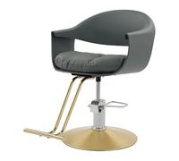 YUYUZI Sedia da parrucchiere, girevole a 360°, regolabile in altezza, 200 | PU, schiuma, grigio, blu, oro, acciaio al carbonio, resina, supporto antiscivolo, pedale, per parrucchiere, barbiere