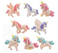 YUYWWAN 8 Pezzi Unicorno Figurine, Carino Mini Personaggi Unicorno, Decorazione Torta Ragazze, Set di Unicorni Figure per Desktop, Libreria, Festa di Compleanno, Topper Torta Decorazione