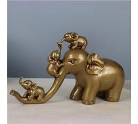 YUZDNM Art Ornamento Scultura Figurina - Statua, Scultura Ornamentale da Giardino, Statue di Elefanti Feng Shui E Decorazioni, Scultura di Animali in Resina di Elefanti Madre-Bambino Nordici(Gold)