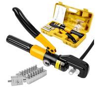 YUZES Utensile di crimpatura idraulico da 10 tonnellate da 12 AWG a 00 (2/0), piegatrice idraulica per tubi flessibili per cavi terminali elettrici, strumento di crimpatura del cavo con 9 paia di