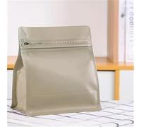 YUZGUHEY Bustine di caffè con valvola 50 Pezzi Buste in Foglio Alluminio Mylar Opaco termosaldabile Fondo Piatto Chiusura a Zip Borsa for imballaggio for macinato(Brown,with Valve 150g)
