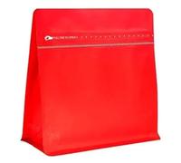 YUZGUHEY Bustine di caffè con valvola 50 Pezzi Buste in Foglio Alluminio Mylar Opaco termosaldabile Fondo Piatto Chiusura a Zip Borsa for imballaggio for macinato(Red,with Valve 250g)