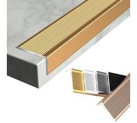 YUZGUHEY Protezione per Bordi Scale, Profilo for gradini in Alluminio da 100 cm, Profilo for soglia, Protezione Antiscivolo for for Interni ed Esterni, può Essere Tagliato(Gold,W 5 x H 3 cm)