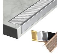 YUZGUHEY Protezione per Bordi Scale, Profilo for gradini in Alluminio da 100 cm, Profilo for soglia, Protezione Antiscivolo for for Interni ed Esterni, può Essere Tagliato(Silver,W 5 x H 3 cm)