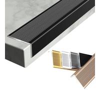 YUZGUHEY Protezione per Bordi Scale, Profilo for gradini in Alluminio da 100 cm, Profilo for soglia, Protezione Antiscivolo for for Interni ed Esterni, può Essere Tagliato(Black,W 3 x H 2 cm)