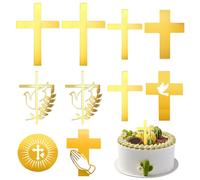 YUZHEDM 10 Pezzi Torta, Decorazioni Torta Compleanno, Cake Topper, Decorazioni per Torte di Buon, Gold Happy Birthday, Decorazione per Scritta Il Mio Battesimo, Addobbi Dolci Festa per Bimbo