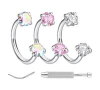YUZHEDM 3 Pezzi Piercing Naso a Ferro di Cavallo con Cristalli Brillanti Septum Nostril Piercing Acciaio Adatto Piercing Al Labbro, Anello per Piercing Al Lobo Dell'orecchio e Al Setto Nasale (8mm)
