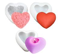 YUZHEDM 3 Pezzi Stampi per Candele, Cuore Stampo Silicone, Gesso per Stampi, Cera per Candele Fai Da Te, per Realizzare Candele, Sapone, Fai Da Te in Resina, Decorazioni per Torte Fondente