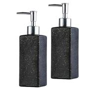 YUZHEDM 350ml Dispenser di Sapone in Vetro Nero Opaco 350ml Dispenser Shampoo per Doccia 2 Distributore Sapone Multiuso Porta Sapone Liquido per Pulizia Casa Hotel Bagno Cucina e Lavanderia
