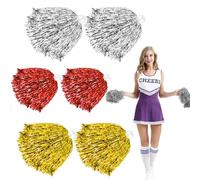 YUZHEDM 6 Pezzi Pon Pon Cheerleader, Include Ciascuno di Colore Oro Argento e Rosso, Pompon da Cheerleader, Pom Pom, Adatti per Competizioni, Spettacoli Teatrali, Feste di Compleanno
