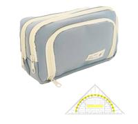 YUZHEDM Astuccio Grande, con Righello Triangolare, Astuccio Tinta Unita 3 Scomparti, Cose per La Scuola, Adatto per Compleanni, Inizio Della Scuola, Anniversari, Festa dei Bambini, Natale (Blu)