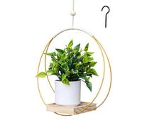 YUZHEDM Vasi Sospesi 30 * 30cm Portavasi da Appendere con Ganci Abbinati Vasi da Appendere con Base in Legno Porta Piante da Appendere può Essere Appeso al Soffitto, Balcone Aperto（oro）