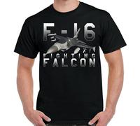 YuZhong F-16 Fighting Falcon T-Shirt for Men Shirt Black XL