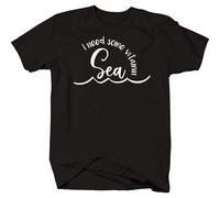 YuZhong I Need Some Vitamin Sea T-Shirt Graphic Top Printed Shirt Short-Sleeve Tee Mens Black S