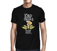 YuZhong Ktrs Mens Lord of The Drinks One Beer To Rule Them all T-Shirt Shirt Top Short Sleeve Black L