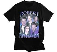 YuZhong Robert Pattinson T Shirt Men Short Sleeve Vintage Rob Edward Cullen T-Shirt Summer Tee Tops Cotton T-Shirts Mens Black M