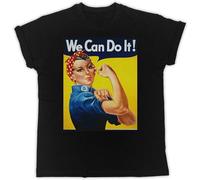 YuZhong We Can Do It Poster T-Shirt Mens Black Unisex Tees Black XXL