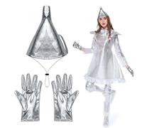 YuZhou Set di 2 cappelli a imbuto argentati per adulti, con cappello a imbuto argentato e guanti argentati, accessori per costume di Halloween, per uomo e donna, cosplay, feste