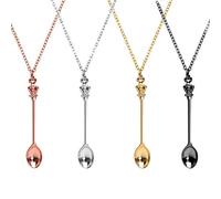YuZhou Set di collane a cucchiaio Mini Charms Ket Collana Piccolo Cucchiaio Piccolo Cucchiaino Cucchiaino Metallo Corona Ciondolo Lunga Catena Forniture per la Casa per Donne Ragazza Gioielli Regalo