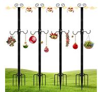 YUZINO 4 pali per luci a festone, 3 m, in ferro resistente, per giardino, con forchetta e 2 ganci, asta regolabile in altezza per esterni, giardino, patio, terrazza, cortile, luci per feste di nozze