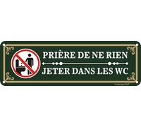 Yuzkouge Placca in alluminio "Prière De Ne Rien Jeter Dans Les WC" - 25 x 8 cm, Avec Adhésif Autocollant, Résistante et Facile à Installer