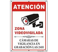 Yuzkouge Plaque de Señalización Zone Videovigilada - Pack de 2, 25 x 18 cm, Aluminio Inoxidable para Propiedad Privada, Resistente al Clima, Anti-Desgaste por Sol y Fácil Instalación