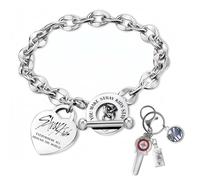 YUZNA 1 Braccialetto e 1 Portachiavi, Merchandise per Fan K-pop, Gadget, Merchandising Ufficiale, Braccialetti in Silicone per Regali, Acciaio Inossidabile (Argento)