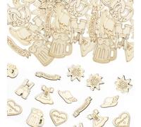 YUZNA 104 Pezzi Decorazioni in Legno per Oktoberfest - Confetti da Tavolo Bavaresi con Motivi Tradizionali