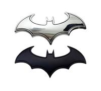 YUZNA 2 pezzi Emblema 3D Batmobile in acciaio inossidabile con supporto adesivo in schiuma, Emblema per auto in metallo cromato, Gadget per auto con adesivo 3D a forma di pipistrello (cromo)