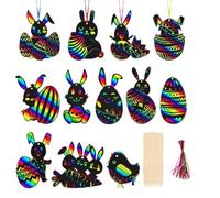 YUZNA 24pcs Set Creativo Gratta e Colora con Decorazioni di Uova di Pasqua per Bambini - Regalo di Pasqua Perfetto