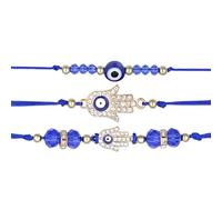 YUZNA 3 pcs Bracciale con amuleto in acciaio, gioiello regolabile per donna e uomo,fortuna e protezione, bracciale malocchio per coppia e amicizia