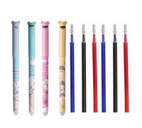 YUZNA 4 Pcs Penna Gel Cancellabile A Forma Animale, 0.5 A Sfera, Cute Cartoon per Bambini Studenti Adulti 6 Ricariche (Nero, Blu, Rosso 2 ciascuno)