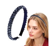 YUZNA Cerchietto Dirndl Donna Blu Scuro Glitter Accessorio Capelli Tradizionale con Perle per Oktoberfest Elegante