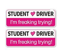 YUZNA confezione da 2 adesivi per auto con logo per neopatentati, adesivi per auto con logo per principianti, adesivi per auto con logo per patente di guida, regalo per neopatentati, scuola guida