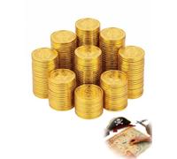 YUZNA Monete d'oro 100 Pezzi, soldi finti in plastica resistente, ideali per riempire uova di Pasqua e lanciare entusiasmanti cacce al tesoro familiari.