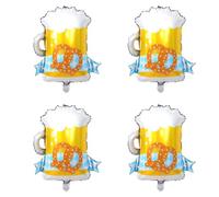 YUZNA Palloncini giganti in alluminio resistente a forma di birra,4 pezzi,per Oktoberfest,decorazioni per feste bavaresi (grandi dimensioni)