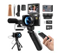 YVAAASIYC Fotocamere digitali 4K for la fotografia, videocamera da 48 MP for kit vlogger, microfono e impugnatura for treppiede con telecomando