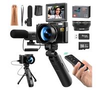 YVAAASIYC Fotocamere digitali 4K for la fotografia, videocamera da 48 MP for kit vlogger, microfono e impugnatura for treppiede con telecomando
