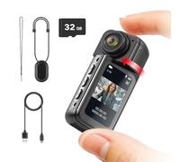 YVAAASIYC Mini telecamera d'azione da pollice 2.7K 1080P Pocket Sport Cam 1.47 pollici 180 Angolo WIFI Registratore Supporto di attrazione magnetica Telecamera(Black With 32G)