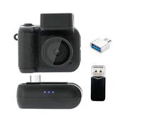 YVAAASIYC Mini telecamera portachiavi Y4000 HD 1080P con flash, batteria, dock, videoregistratore portatile DV schermo, retrò for bambini, campus(Cam add OTG and 32GB,Black)