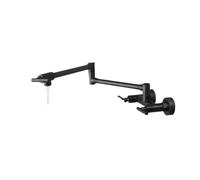 YVAAASIYC Miscelatore da Cucina Rubinetto for lavello Rubinetto for riempitivo Nero Opaco Doppia Maniglia Doppio Foro a Parete Beccuccio oscillante Acqua Calda e Fredda