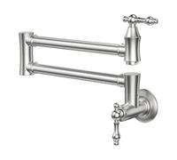 YVAAASIYC Rubinetto for riempitivo for pentole Rubinetto for Stufa Commerciale Tradizionale for Montaggio a Parete in Oro Tradizionale con Bracci oscillanti a Doppio snodo in Ottone(Brushed Nickel)