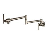 YVAAASIYC Rubinetto riempitivo for pentole Montaggio a Parete Nero Opaco Ottone Massiccio Cucina Beccuccio Girevole Nichel Spazzolato Solo Acqua Fredda con Doppia Oscillazione(61211SS)